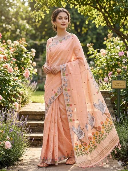 Vastrangan soft linen surat saree wholesale price list